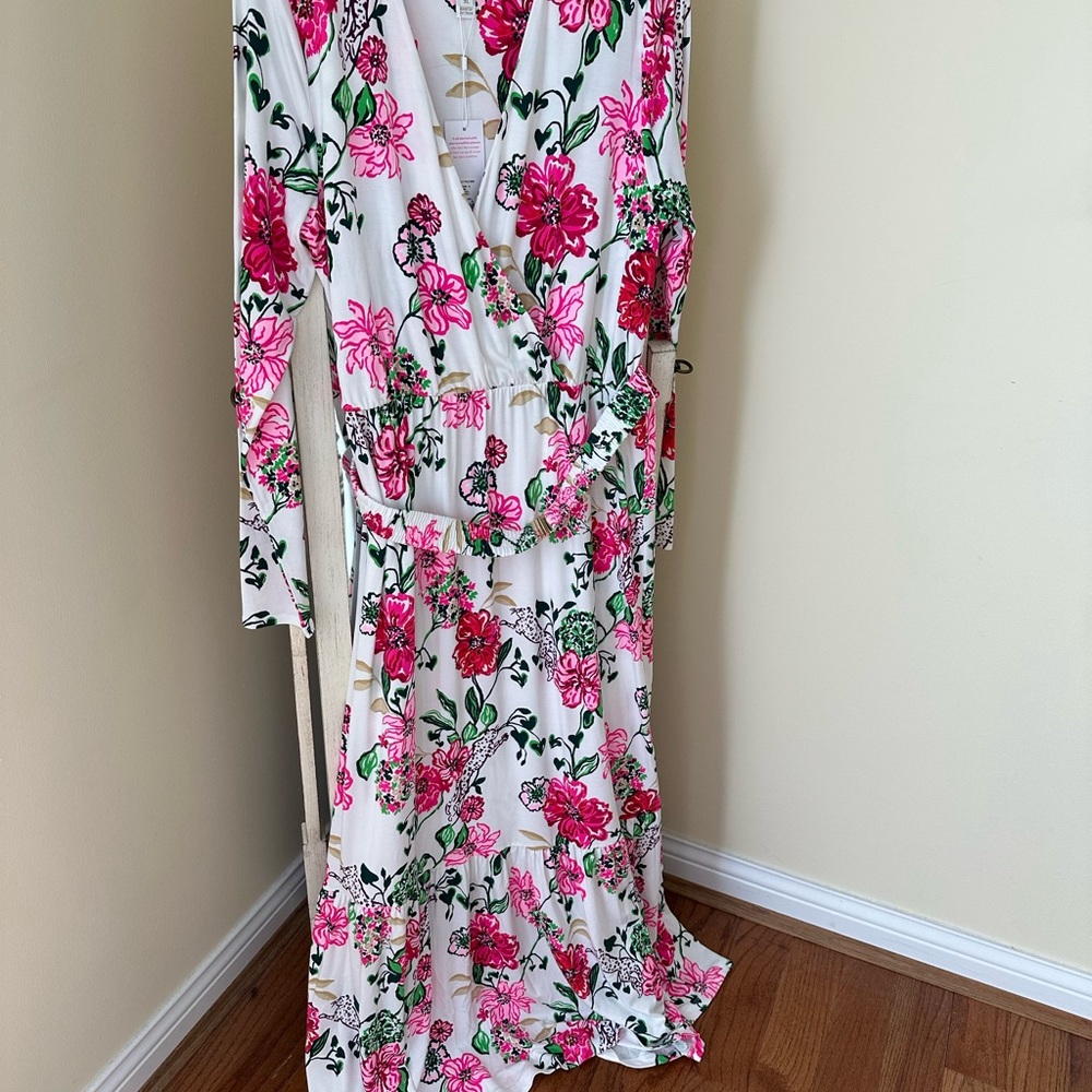 Lilly Pulitzer Pink V-Neck Bishop Sleeve Sundress